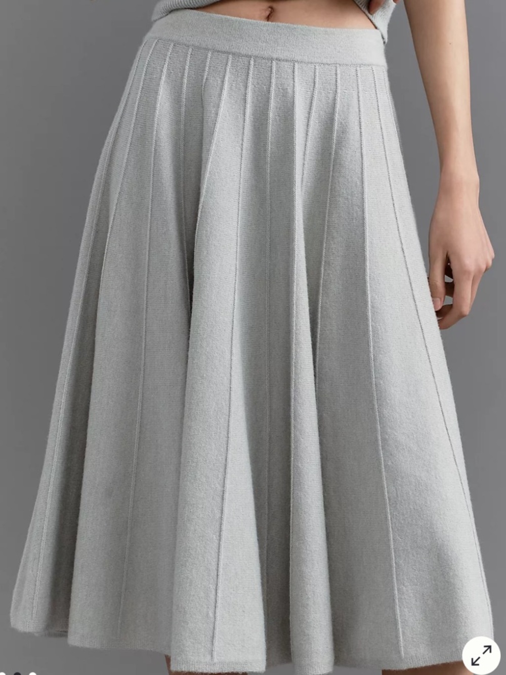 Anthropologie Maeve Gray Pleated A-Line Skirt